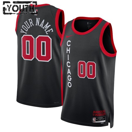 Maillot Basket Enfant Chicago Bulls Personnalisé 2023-24 Nike City Edition Noir Swingman